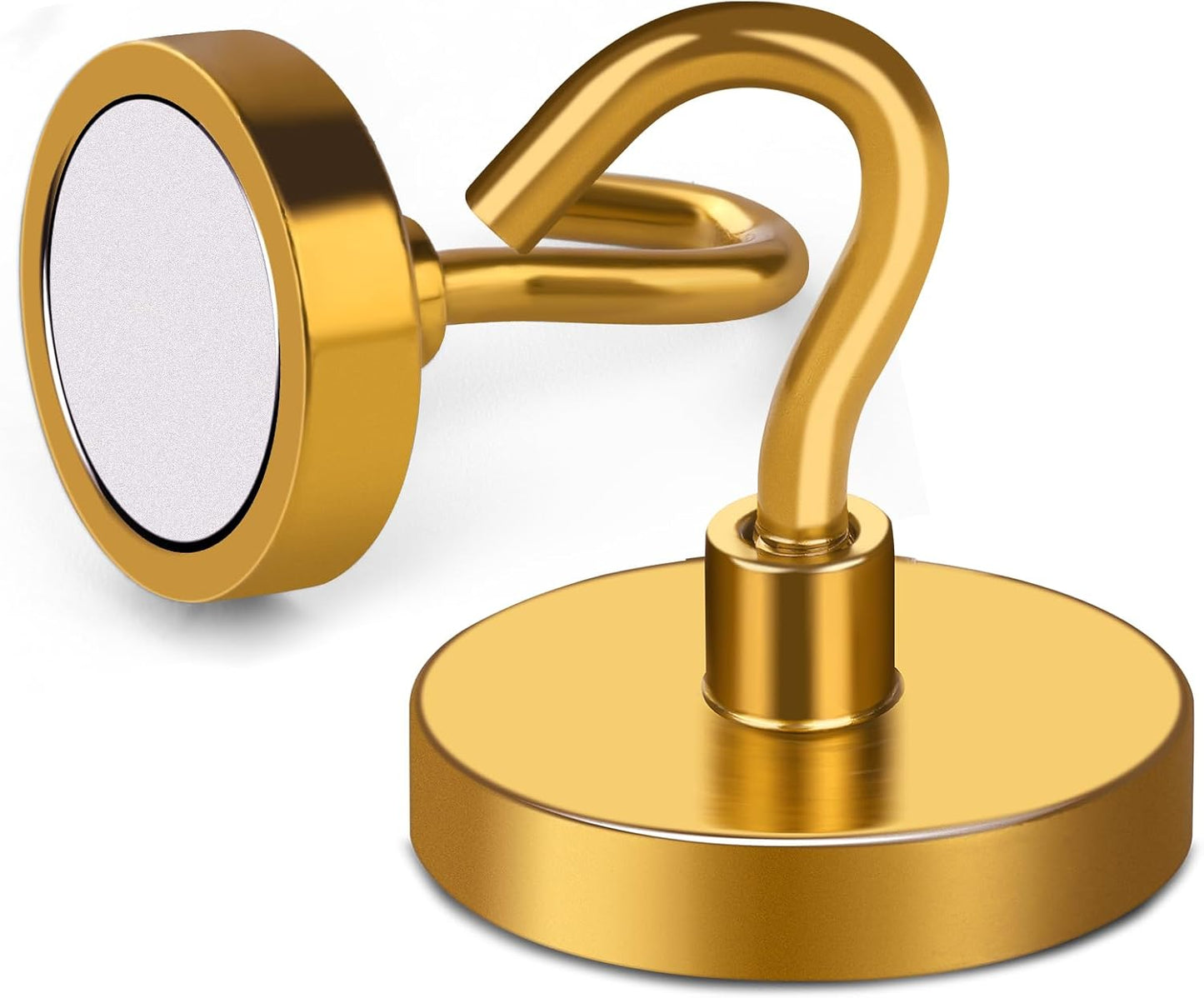 MIKEDE Magnetic Hooks,150LB Heavy Duty Magnets with Hook for Fridge, Super Strong Magnets Neodymium Extra Strength Industrial Hooks for Hanging, for Toolbox, Cruise(Yellow, 4 Pack)