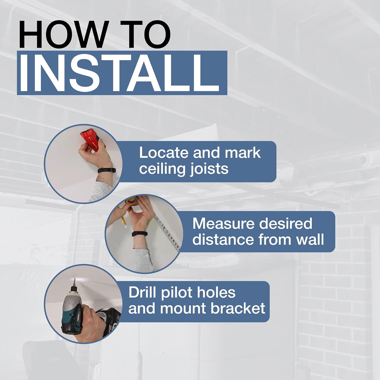 StoreYourBoard Double Ladder Ceiling Rack – Hi Port 2 Garage Ceiling Ladder Hanger | Adjustable Overhead Ladder Storage for Step & Extension Ladders | Garage Organization | Holds 150 lbs