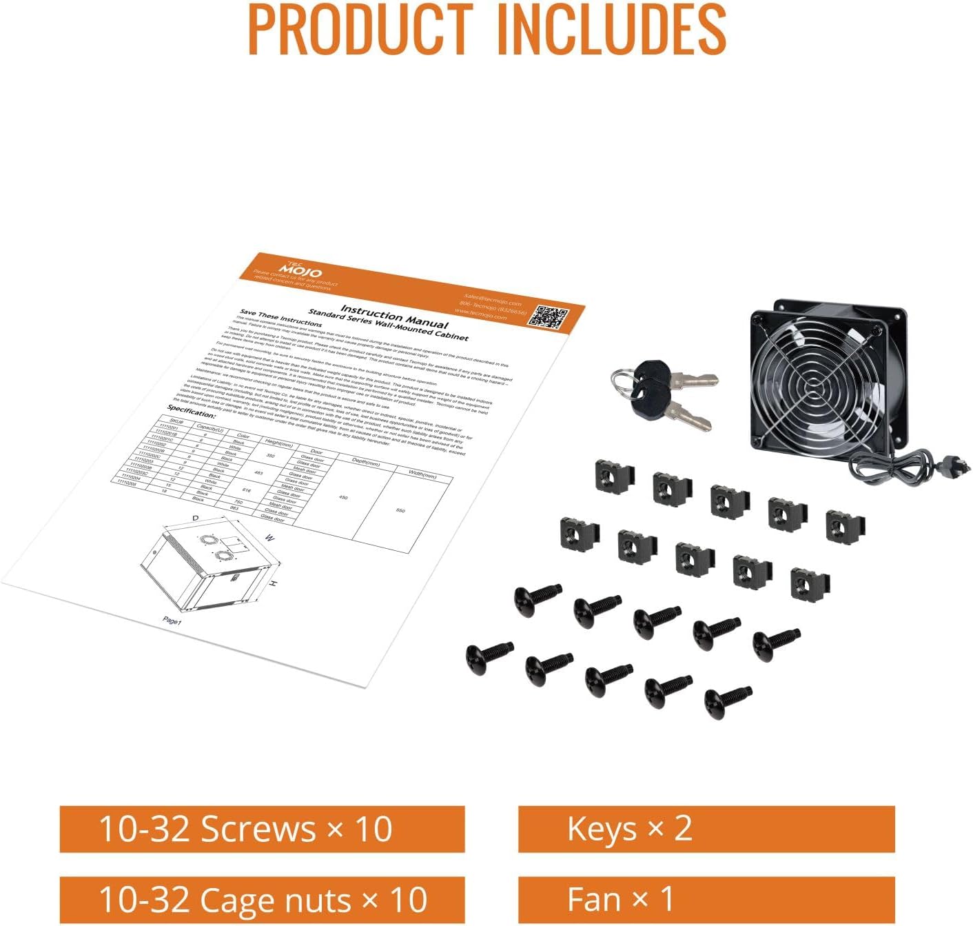 Tecmojo 6U Wall Mount Rack Network Cabinet for 19" IT Equipment,with Lockable Mesh Door and Side Panels,Cooling Fan,450mm Depth (Standard 6U/450mm Deep), Mesh/Black