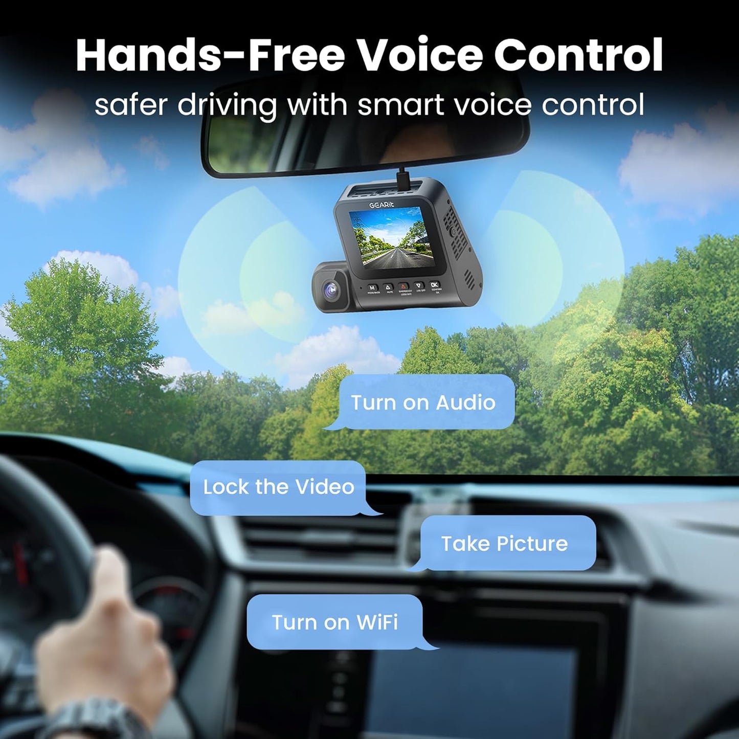 GEARit 3-Channel Dash Cam - 4K Front and Rear Dash Camera for Cars - Front, Inside, Rear Recording - 24/7 Coverage - Triple Dashcam with Night Vision and Loop Recording - Ideal Car Camera System