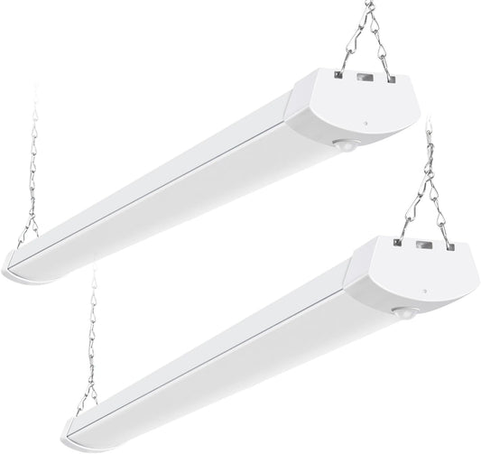 hykolity Pir Sensor 4FT 120W LED Shop Light, 12000lm(370w Equivalent), 5000K Daylight, Motion Activated, Hanging or FlushMount, with Power Cord, for Garages, Workshops, ETL, 2 Pack