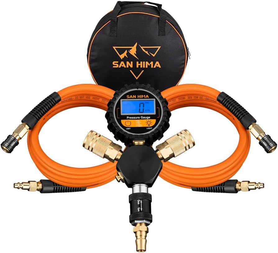 SanHima 2 Tire Inflation Deflation System - Fits up to 200" Wheelbase, Fast High Flow 2-Way Air Down Tire Inflator Deflator for Truck Car Trailer Motocycle