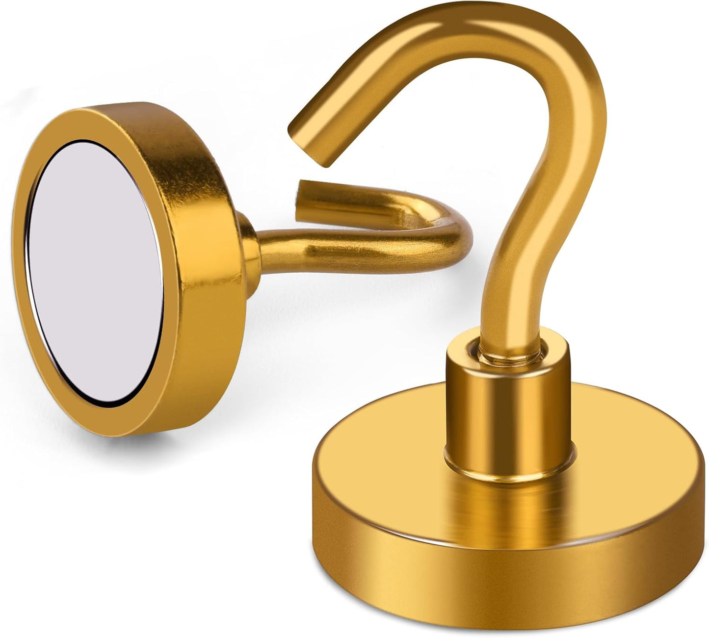 MIKEDE Magnetic Hooks Heavy Duty, 40 Lbs Magnet with Hooks for Cruise Cabins, Strong Magnets Neodymium for Hanging, Magnetic Wall Hooks for Refrigerator, Locker, Workplace(Yellow, 4 Pack)