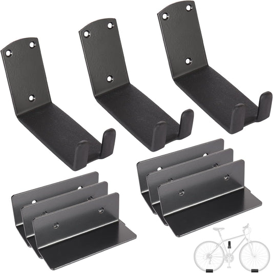Bike Wall Mount, Pedal Mount Bike Rack for Garage, Bike Storage Hanger Bicycle, Heavy Duty Bike Hooks with Rubber Pad for Wall, Max 150LB, 3 Set
