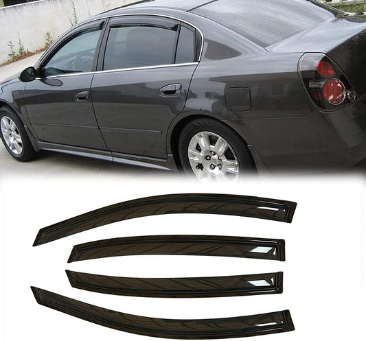 4pcs Out-Channel Tape On Side Wind Deflector,Dark Smoke Sun Rain Guards,Nice Window Visors fit for 2002-2006 Nissan Altima 94722
