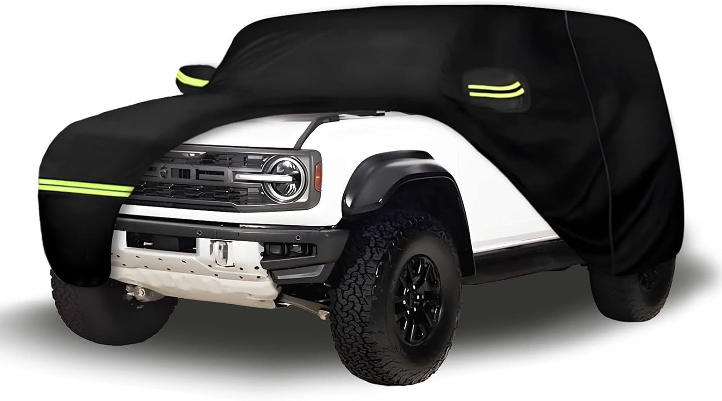 Waterproof Car Covers for 2021-2024 Ford Bronco 2 Door(Black) 210T Custom Outdoor Storm Hood