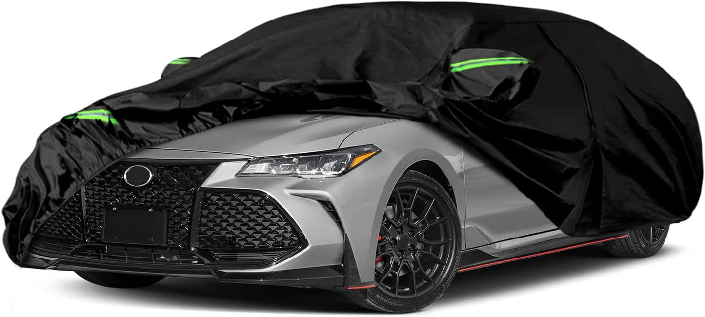 Waterproof Car Cover Compatible with Toyota Avalon 2005-2025, Black 210T Inside Cotton Cover with Door Zippers for Snow Rain Dust Outdoor Protection