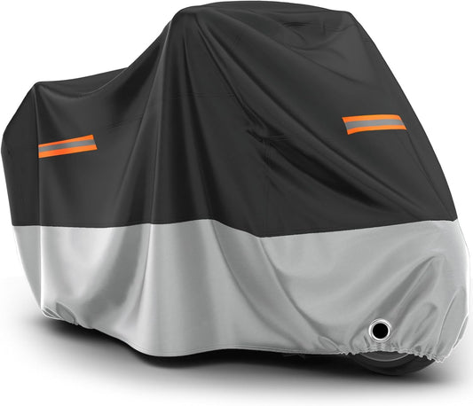 Favoto Motorcycle Cover Waterproof Outdoor - All Season Sun Protection with Lock-Holes Rain Snow Windproof Dustproof Universal Fit Motorbikes Vehicle Moped Cover, 96.5" x 41" x 50"