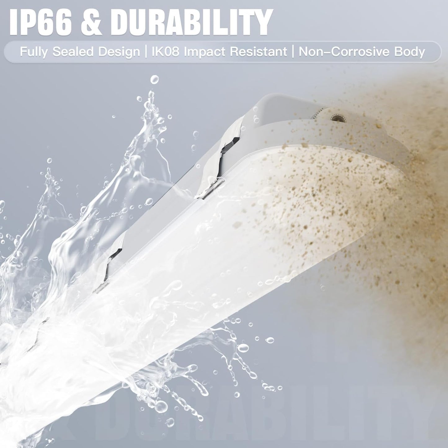 JTT 8FT LED Vapor Tight Light 120/100/80W,5000K/4000K/3000K Vapor Proof Lighting Fixture IP66, 18000LM LED Outdoor Shop Light Waterproof for Parking Garage Car Wash Warehouse Barn ETL Listed-2Pack