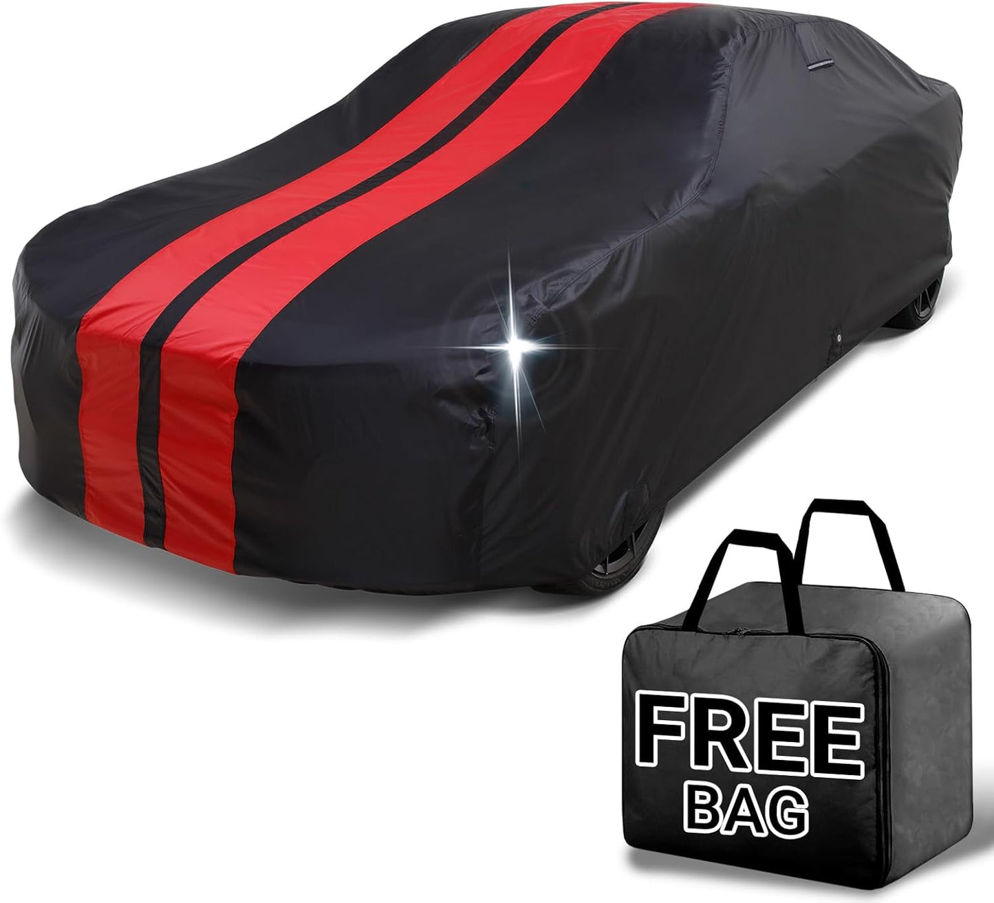 iCarCover Custom Car Cover for Buick Super (1940-1942) Waterproof All-Weather Rain Snow UV Sun Protector Full Exterior Indoor Outdoor Car Cover (Stripe - Black/Red)