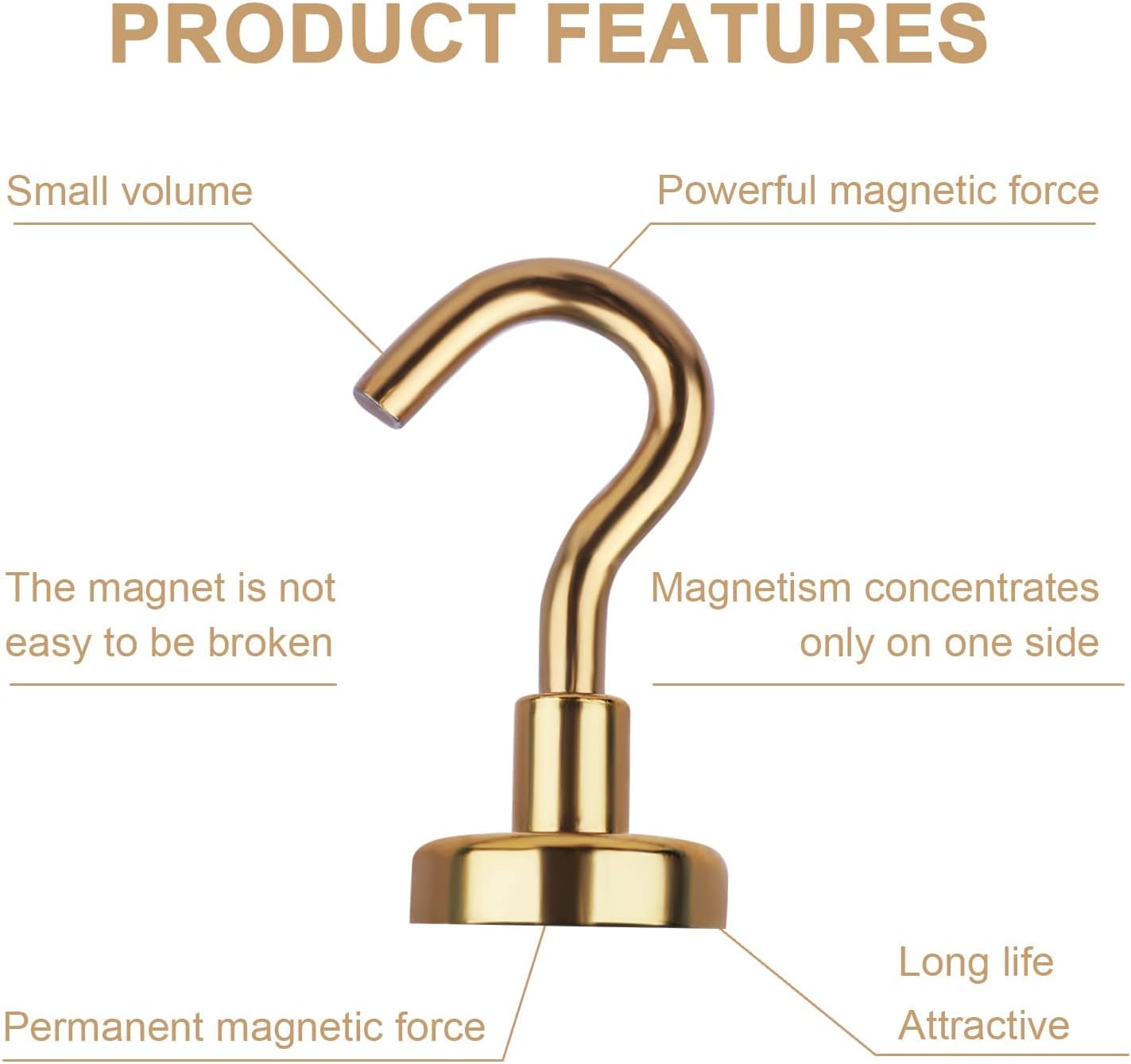 DIYMAG Magnetic Utility Hooks, 30Lbs Heavy Duty Rare Earth Neodymium Magnet Hooks with Nickel Coating for Kitchen, Garage, Cruise, Classroom, Workplace and Office etc, 3 Packs (Yellow)