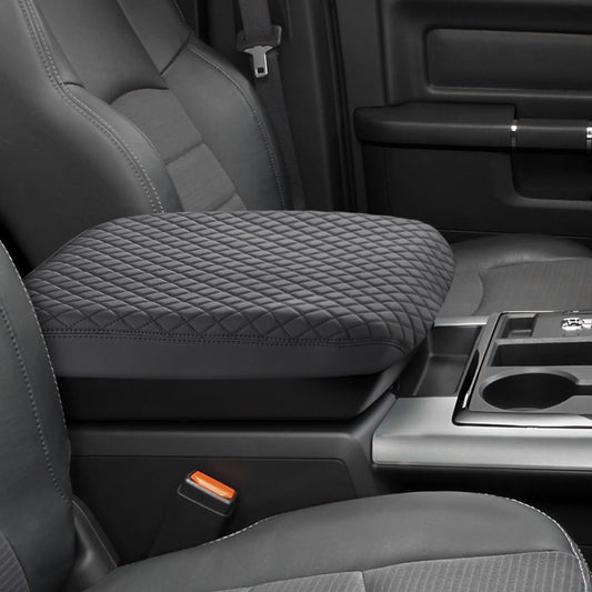 Shademax Custom Fit for Center Console Cover 2002-2012 Dodge Ram 1500 2500 3500 Jump Seat Console Accessories Armrest Cover Ram Middle Console Cushion Pad Armerst Seat Box Protector PU Leather Black