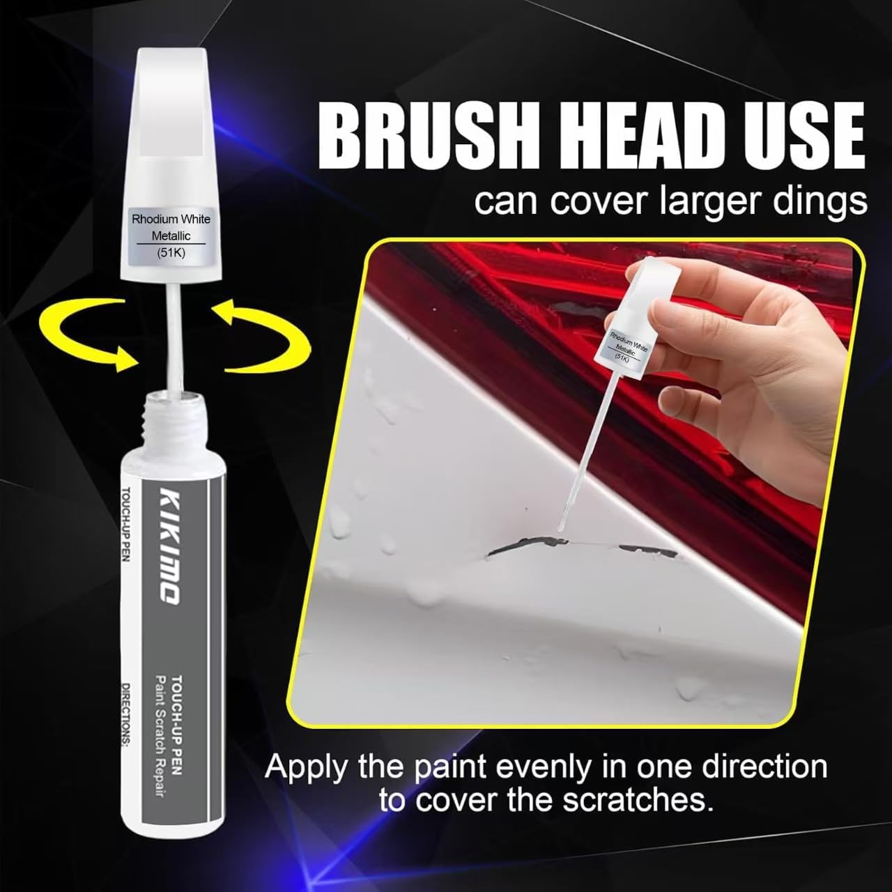 KIKIMO for Mazda Touch Up Paint(Snowflake White Pearl Mica(25D)), Car Paint Repair Kit for Mazda, 2 In 1 Scratches Repair with Pen Tip and Brush, Color-Matched for Quick & Easy Fix