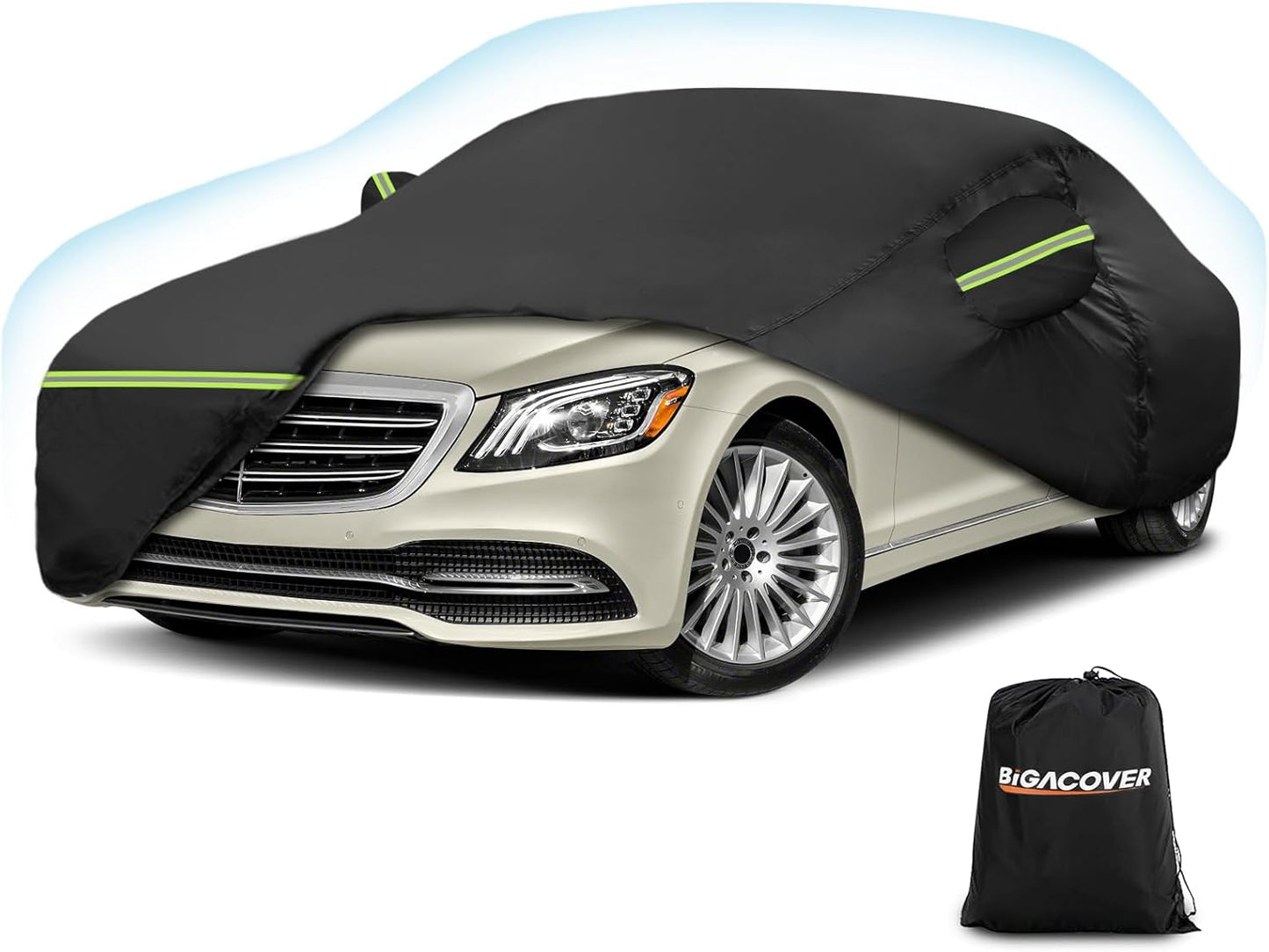 for Mercedes Benz S Car Cover Waterproof All Weather Heavy Duty Protection Outdoor Full Car Covers Windproof with Driver Side Zipper Custom Fit for Mercedes Benz S-Class 2006-2025