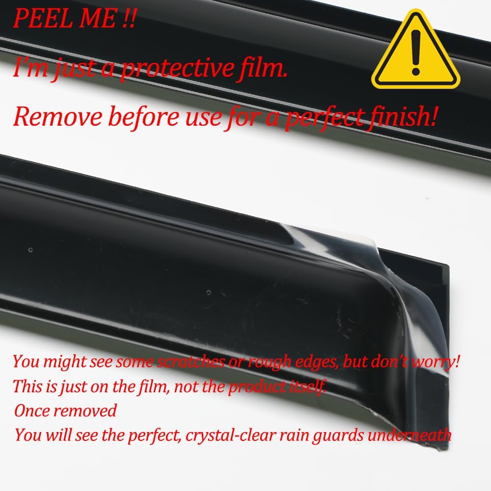 4pcs Side Wind Deflector,Out-Channel Tape On Sun Rain Guards, Dark Smoke Nice Looking Window Visor fit for 2005-2012 Nissan Pathfinder 94512