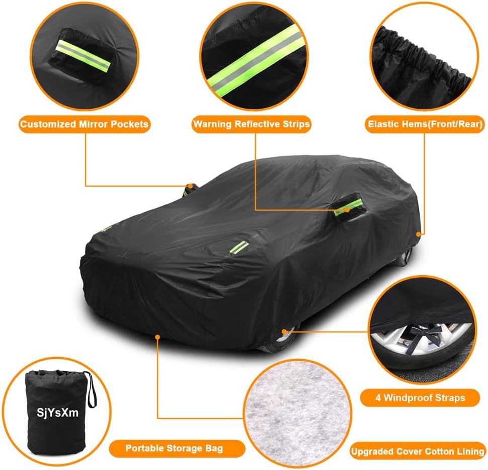 Waterproof Car Cover Compatible with Tesla Model Y 2025-2020 | Premium All-Weather Cover with Cotton Lining | Rain Sun Snow Covers for Indoor/Outdoor | Heavy Duty for All-Season