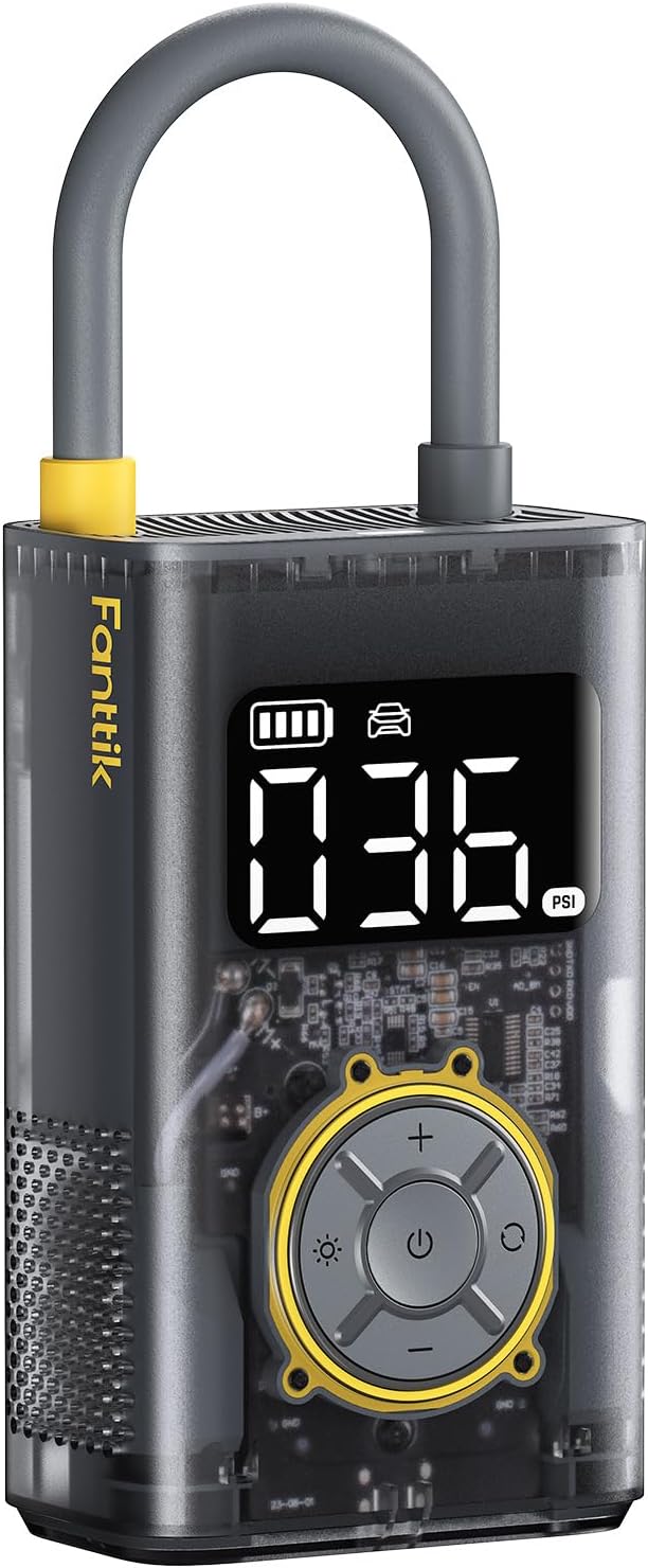 Fanttik X9 Pro Portable Tire Inflator for Compact Car, 1Min Jet-Inflate Electric Bike Pump with Digital Tire Pressure Gauge, 150PSI Air Compressor for Electric Bikes, Motorcycle, Ball, Mechanical Gray