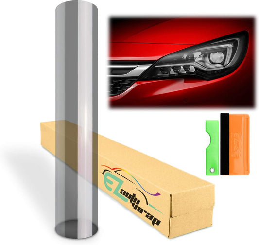 EZAUTO WRAP Free Tool Kit 12"x60" (1FT x 5FT) Glossy Light Black Smoke Headlight Taillight Fog Light Side Marker Vinyl Tint Film Self Adhesive