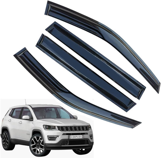 Rain Guards for Jeep Compass 2017-2023, Tape-on Side Window Deflectors for Jeep Compass, Window Visors for Jeep Cars, for Jeep Car Accessories, 4 pcs