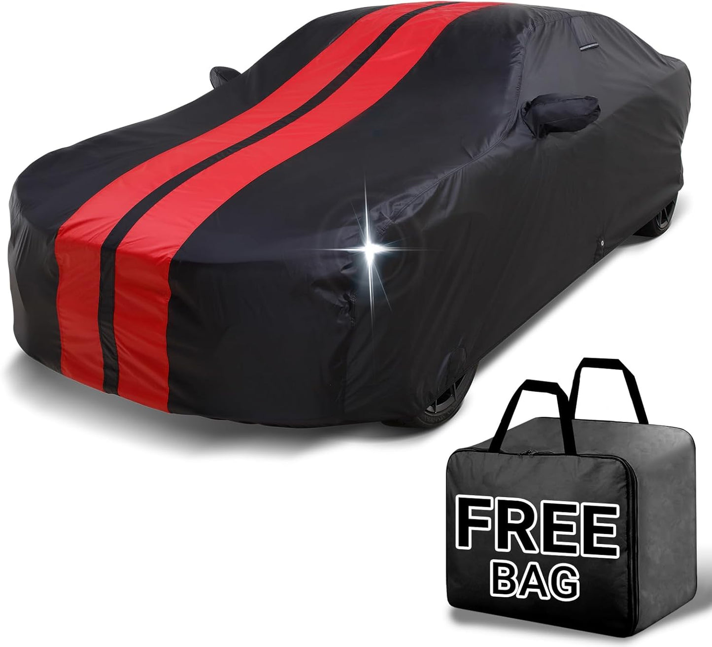 iCarCover Custom Car Cover for Buick Century (1997-2005) Waterproof All-Weather Rain Snow UV Sun Protector Full Exterior Indoor Outdoor Car Cover (Stripe - Black/Red)