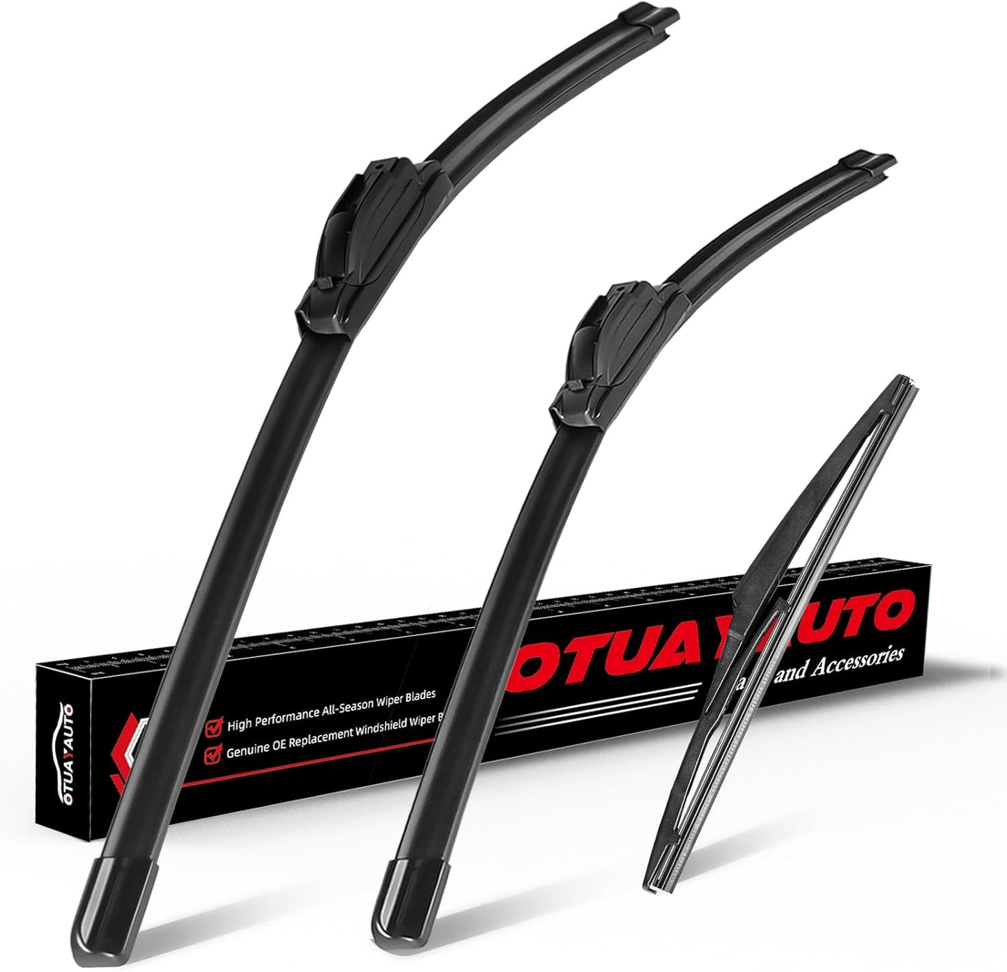 OTUAYAUTO Premium Windshield Wiper Blades - Replacement for Toyota RAV4 2006-2012 - Precision Fit, All-Weather Performance, Front and Rear Wiper Blades, U Hook - 24"+17"+12" (Pack of 3)