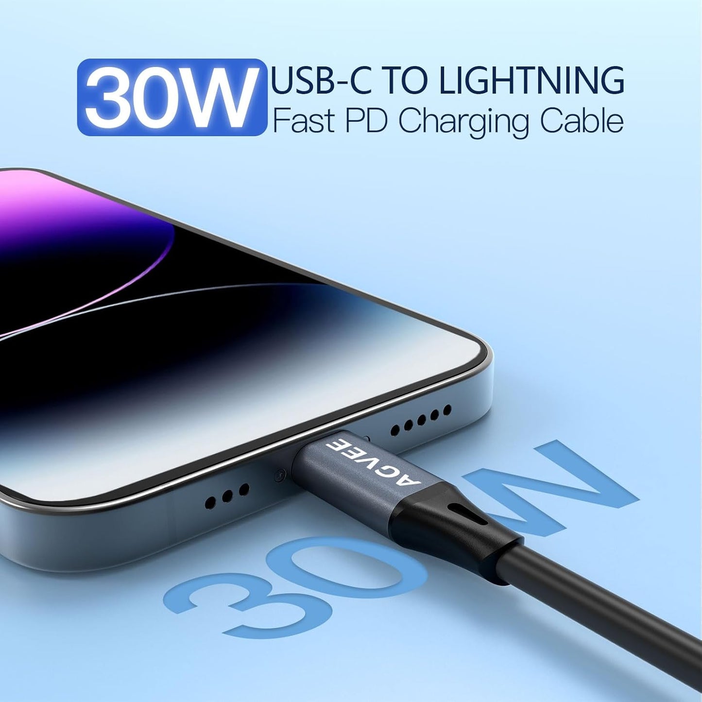 AGVEE 2 Pack 3ft Coiled Short USB to Lightning Charging Cable [MFI Certified] 3A Fast Charger Cord in Car for iPhone 14/13/12/11/XS/8/7/6/5 CarPlay, iPad, iPod, Dark Gray