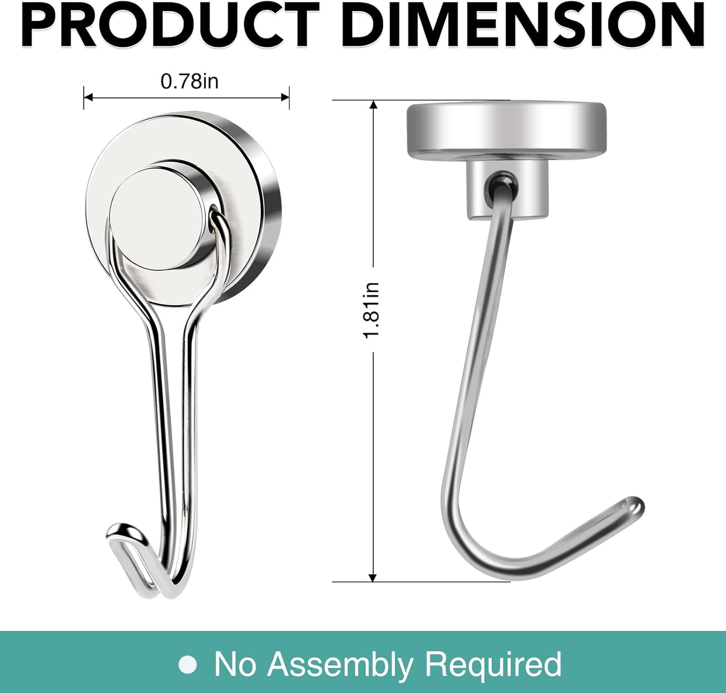 MIKEDE Magnetic Hooks, 40LB Neodymium Magnet Hooks Heavy Duty, Strong Magnetic Swivel Hooks for Hanging, Rust Proof Strong 6 Pack Magnets with Hook for Fridge, Toolbox, Storage