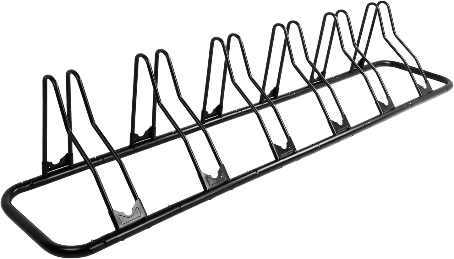 CyclingDeal Bike Rack Floor Parking Bike Stand for up to 6 Bicycles | Indoor, Home & Garage Storage Rack | Stable & Secure Bicycle Stand w/Tire Grooves Up to 29", Holding Plates & Custom Spacing