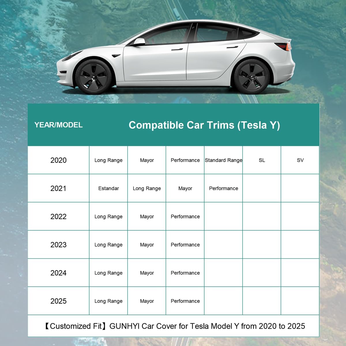 Premium Car Cover Custom Fit Tesla Model Y (2020-2025), 16 Layers Heavy Duty Car Cover Waterproof All Weather with Zipper Door for Sun Rain Snow Dust Uv Protection