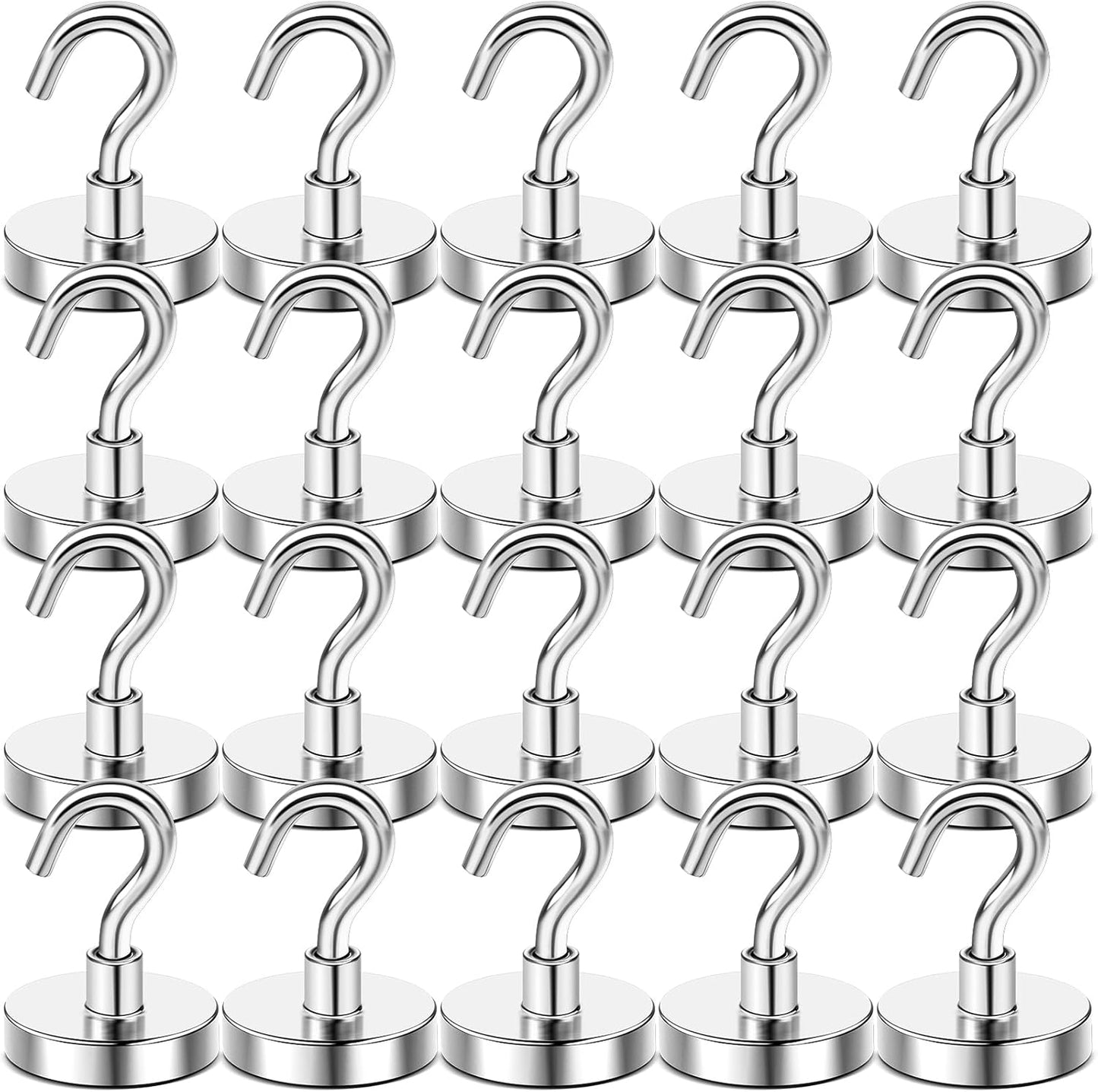 DIYMAG Magnetic Hooks, 118 LB Heavy Duty Strong Magnet with Hook, Rare Earth Neodymium Magnets for Hanging, Magnetics Hanger for Curtain, Home, Kitchen, Workplace, 20 Packs