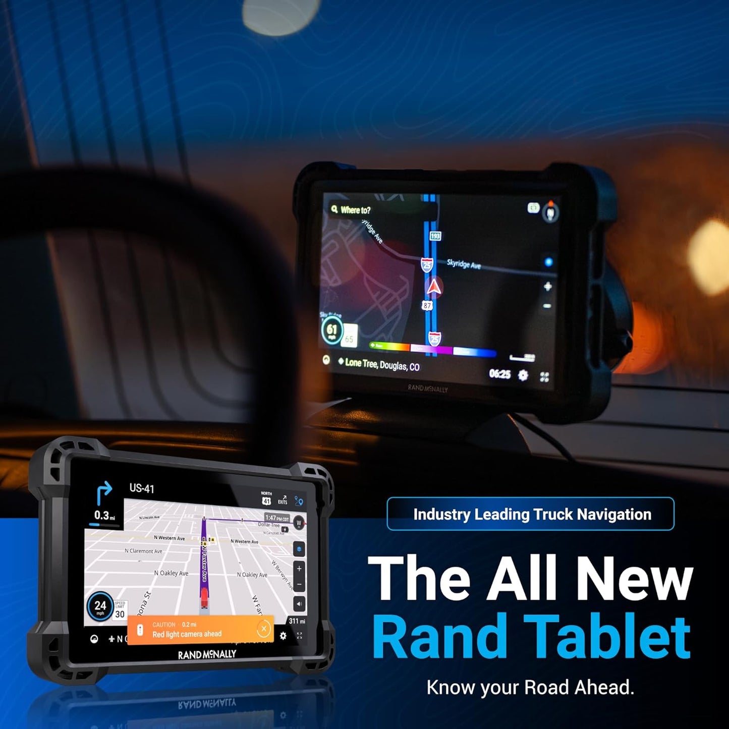 Rand McNally RANDTAB7 7-inch GPS Truck Navigator with Industry's Best Custom Trucking Routes, Rand Navigation 2.0 with 2025 Maps