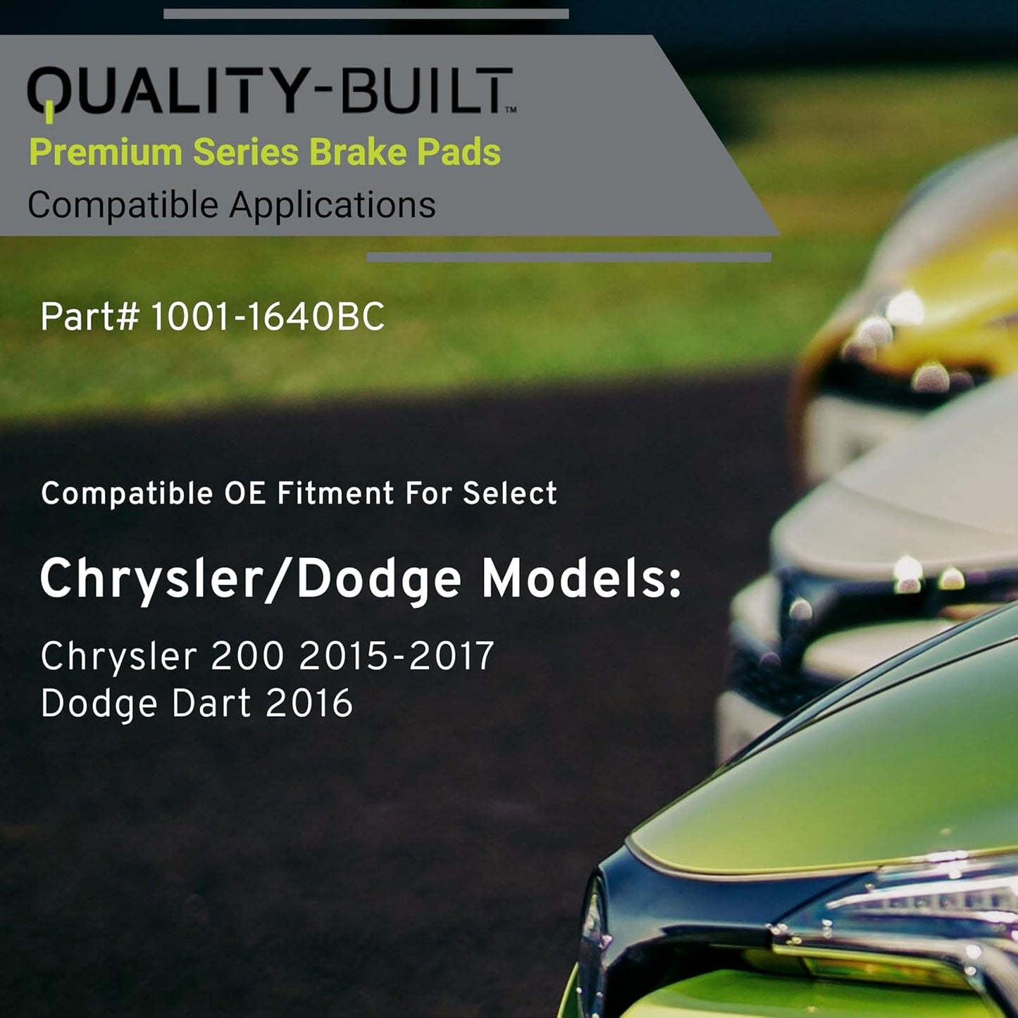 Premium Ceramic Front Brake Pads (1001-1640BC) Compatible with Chrysler 200 2015-2017, Dodge Dart 2016-2016