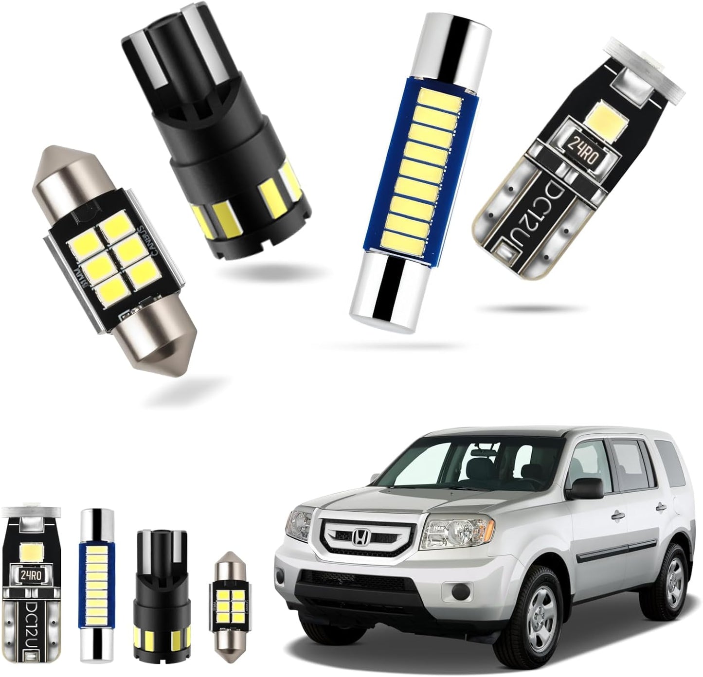 EASY EAGLE LED Interior Car Lights for Honda-Pilot-2009-2015: 17 Piece Kit White LED Light Bulbs - Super Bright 6000K + Install Tool