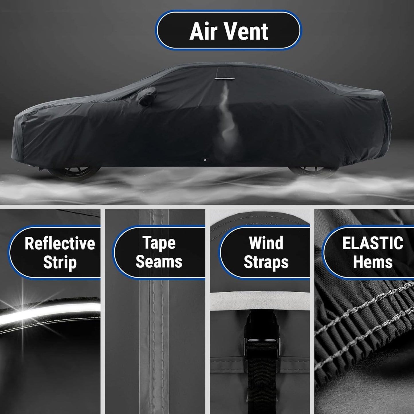 iCarCover Custom Car Cover for Pontiac GTO (2004-2006) Waterproof All-Weather Rain Snow UV Sun Protector Full Exterior Indoor Outdoor Car Cover (Stripe - Black/Red)