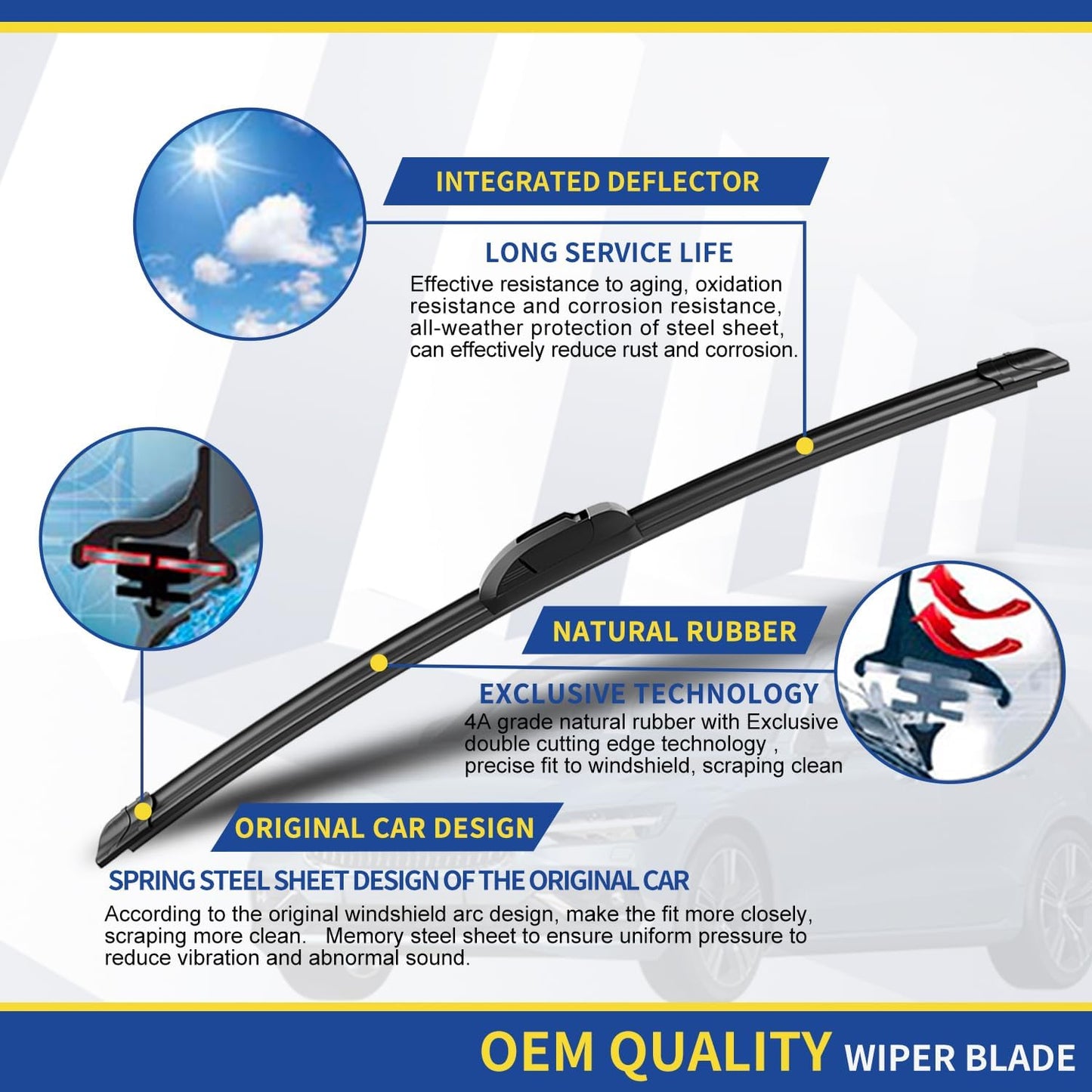 3 wipers Replacement for Chrysler Pacifica 2017-2021/Chrysler Voyager 2020-2020, Windshield Wiper Blades Original Equipment Replacement - 26"/20"/14" (Set of 3) U&J HOOK