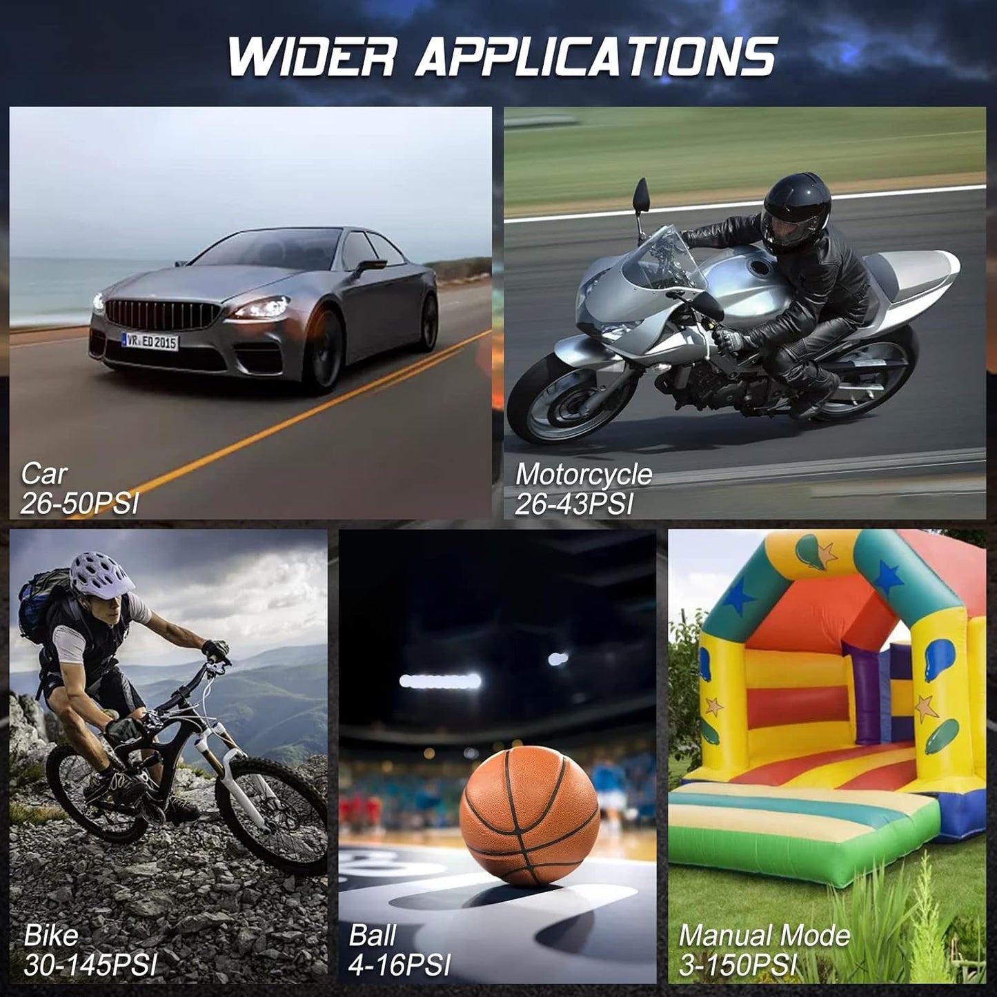 Tire Inflator Portable Air Compressor - Air Pump for Car Tires with Tire Pressure Gauge (120 PSI) - Portable Tire Inflator for Car, Tire Pump for Motorcycle, Bicycle and More