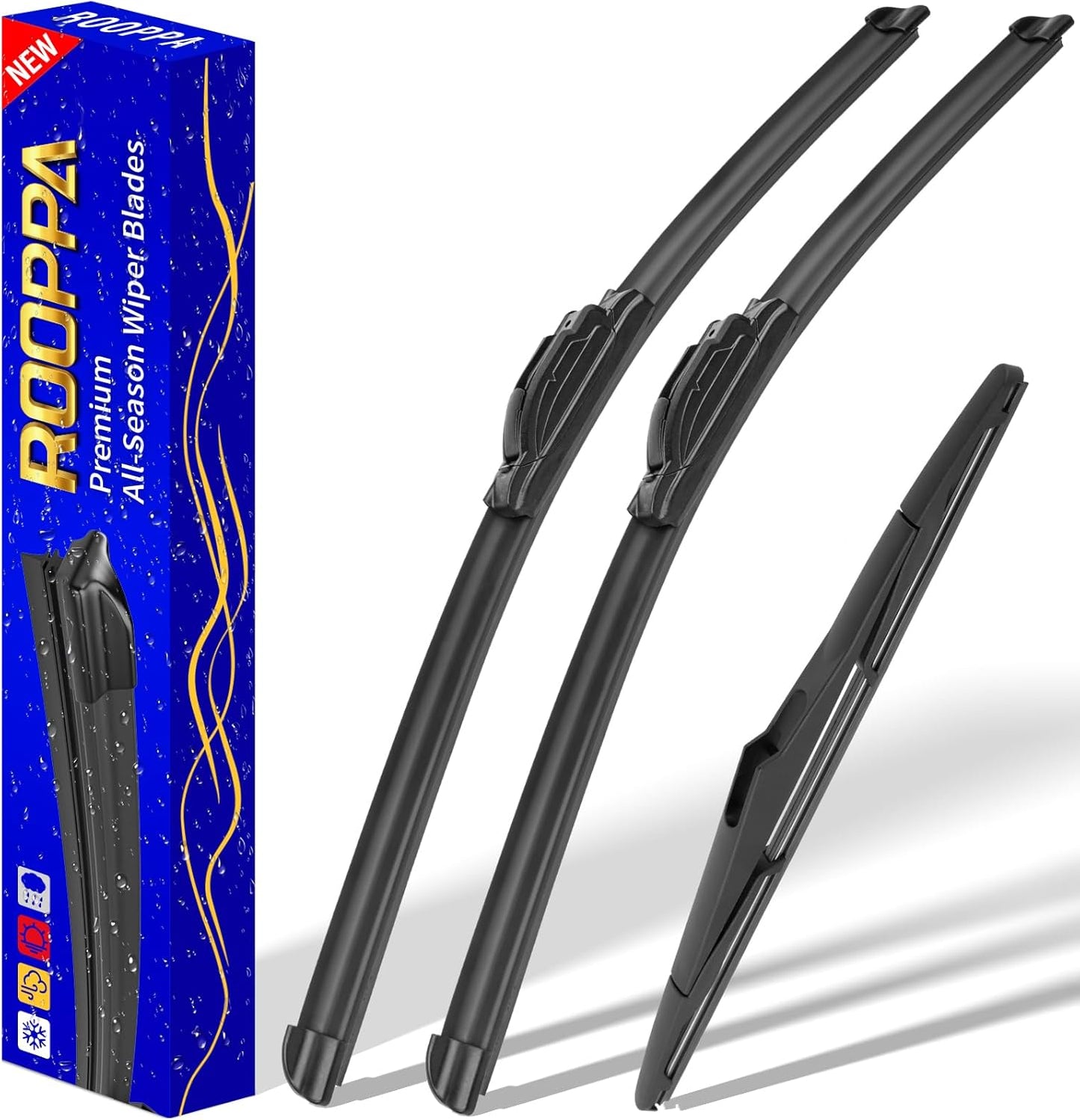 3 wipers Replacement for 2007-2017 Jeep Wrangler/2008-2018 Jeep Wrangler JK, Windshield Wiper Blades Original Equipment Replacement - 15"/15"/13" (Set of 3) U/J HOOK