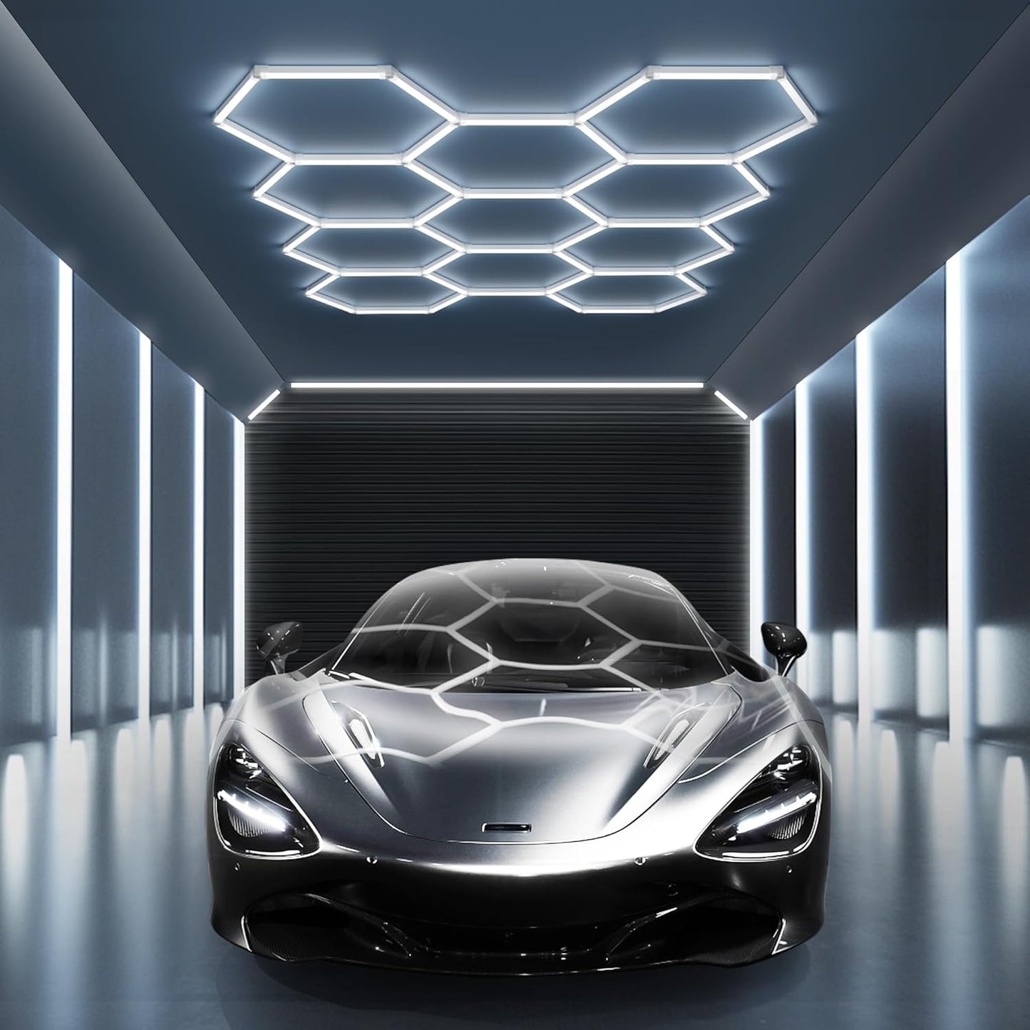 MODERN 11 Hexagon LED Garage Light, Ultra-Bright 6500K Natural White, 11 Grids for Garage, Mall, Shop, and Auto Detailing.