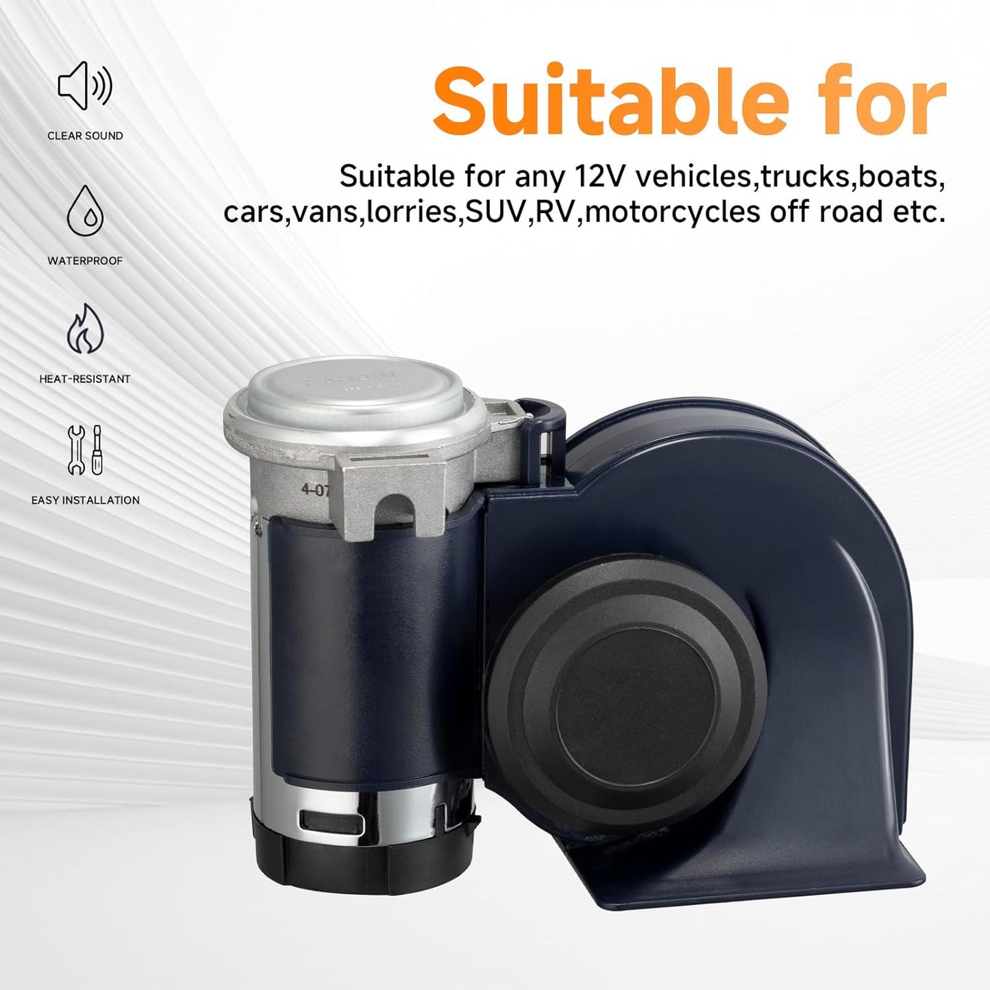 Air Horn 12V 150DB Loud Train Horn kit for Car Truck Motorcycles,Boat Airhorn Loud Truck Horn (blue horn with wire and button, 12v)