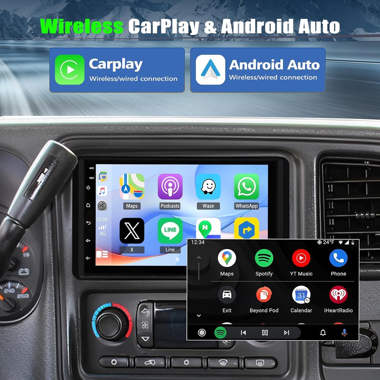 Car Radio for 2003 2004 2005 2006 Chevy Silverado 1500/2500/3500, 7" Car Stereo for Tahoe 2003-2006, GMC Sierra 1500/2500/3500 2003-2006, Yukon 2004-2006, Impala 2000-2005, GPS Navigator, Back Camera