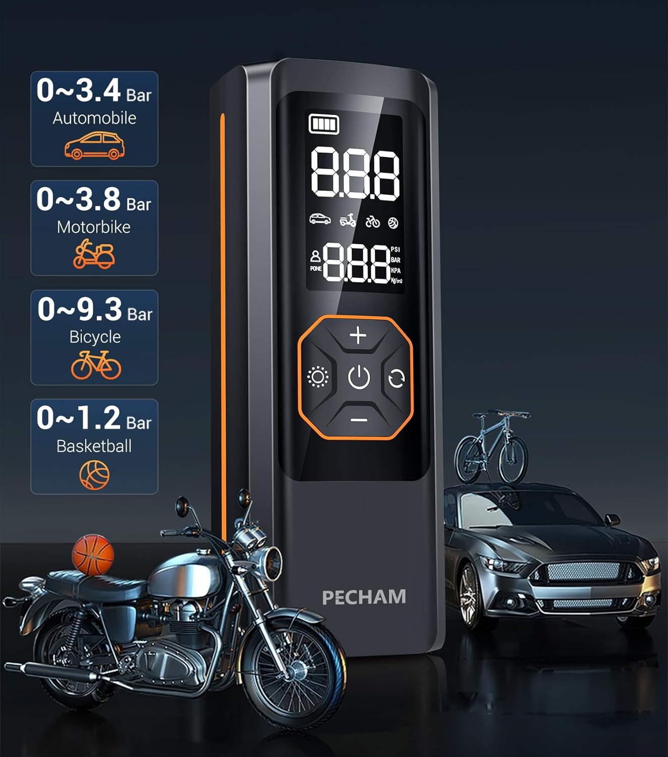 PECHAM Tire Inflator Portable Air Compressor,USB 5V 20000mAh Battery 160PSI Cordless Tire Pump Electric Air Pump for Car Tires,Fits Car/Truck/Motorcycle/Balls/Bicycles