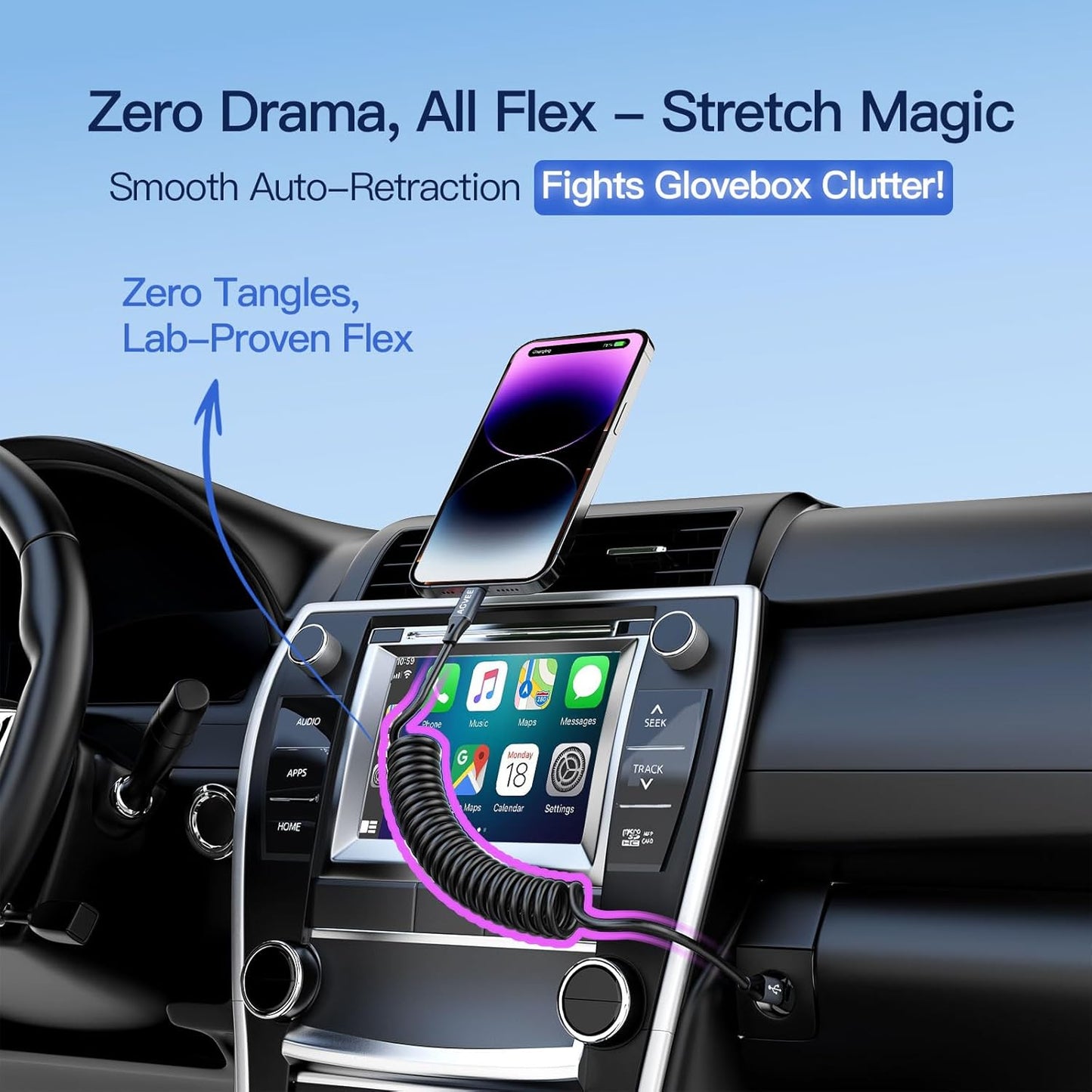 AGVEE 5ft Coiled Short USB-C to Lightning Charging Cable [MFI Certified] 30W PD Fast Charger Cord in Car for iPhone 14/13/12/11/XS/8/7/6/5 CarPlay, iPad, iPod, Dark Gray