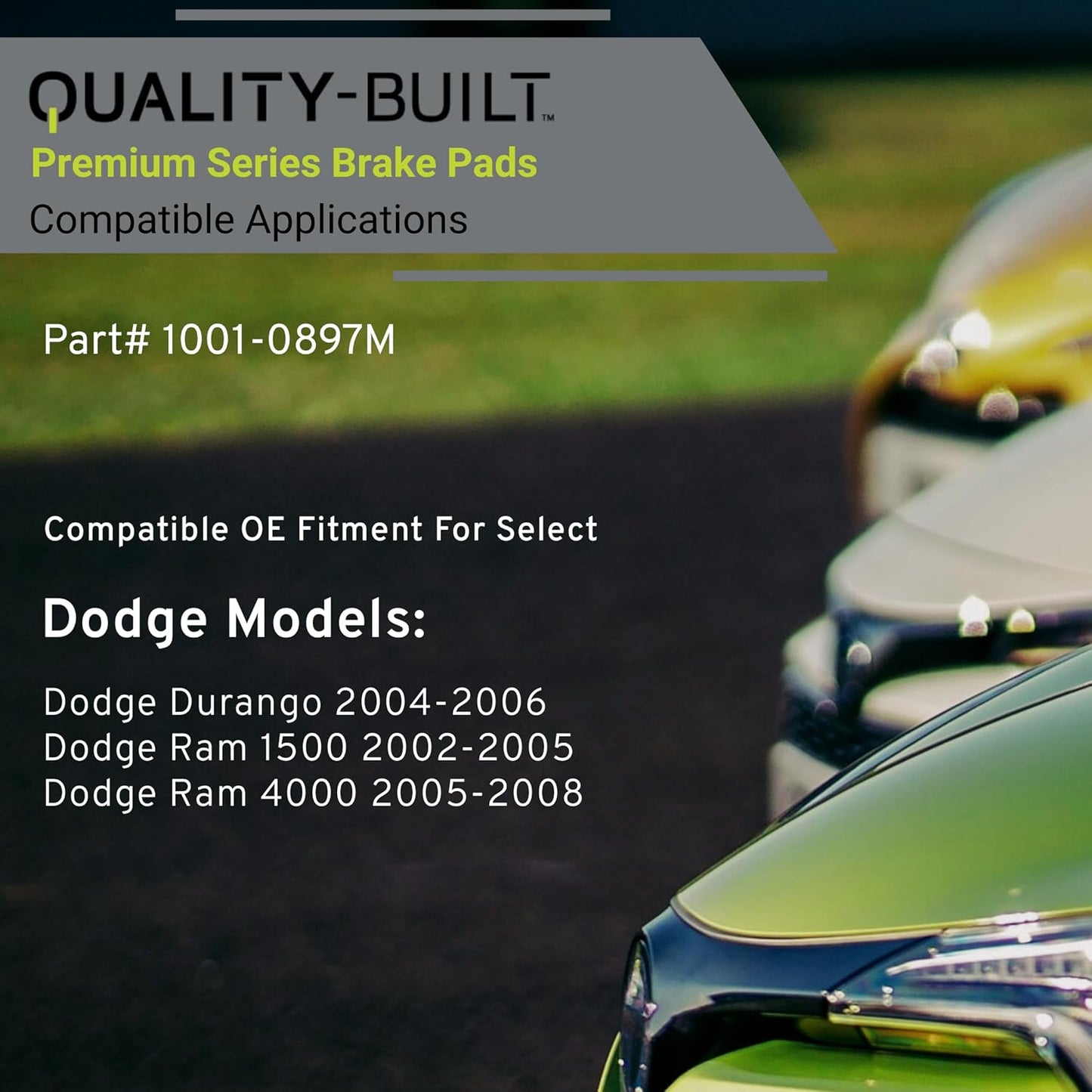 Premium Semi-Metallic Front Brake Pads (1001-0897M) Compatible with Dodge Durango 2004-2006, Dodge Ram 1500 2002-2005, Dodge Ram 4000 2005-2008