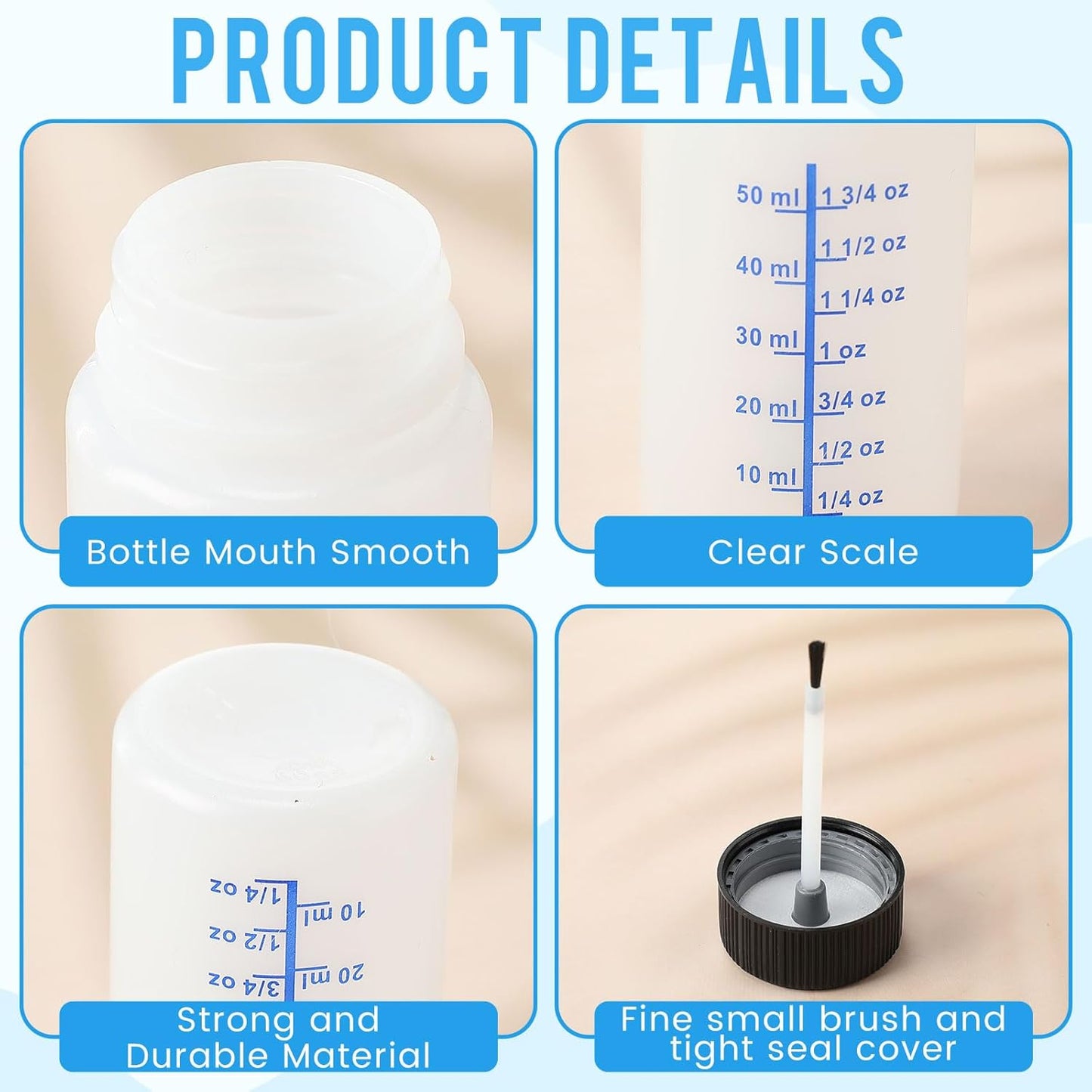 Mumufy 60 Pcs Touch up Paint Bottles with Brush and Lid Empty Touch up Bottle with Mixing Balls 2 oz Fluid Capacity Leftover Paint Container for Car Scratches Repair (Black,Blue)