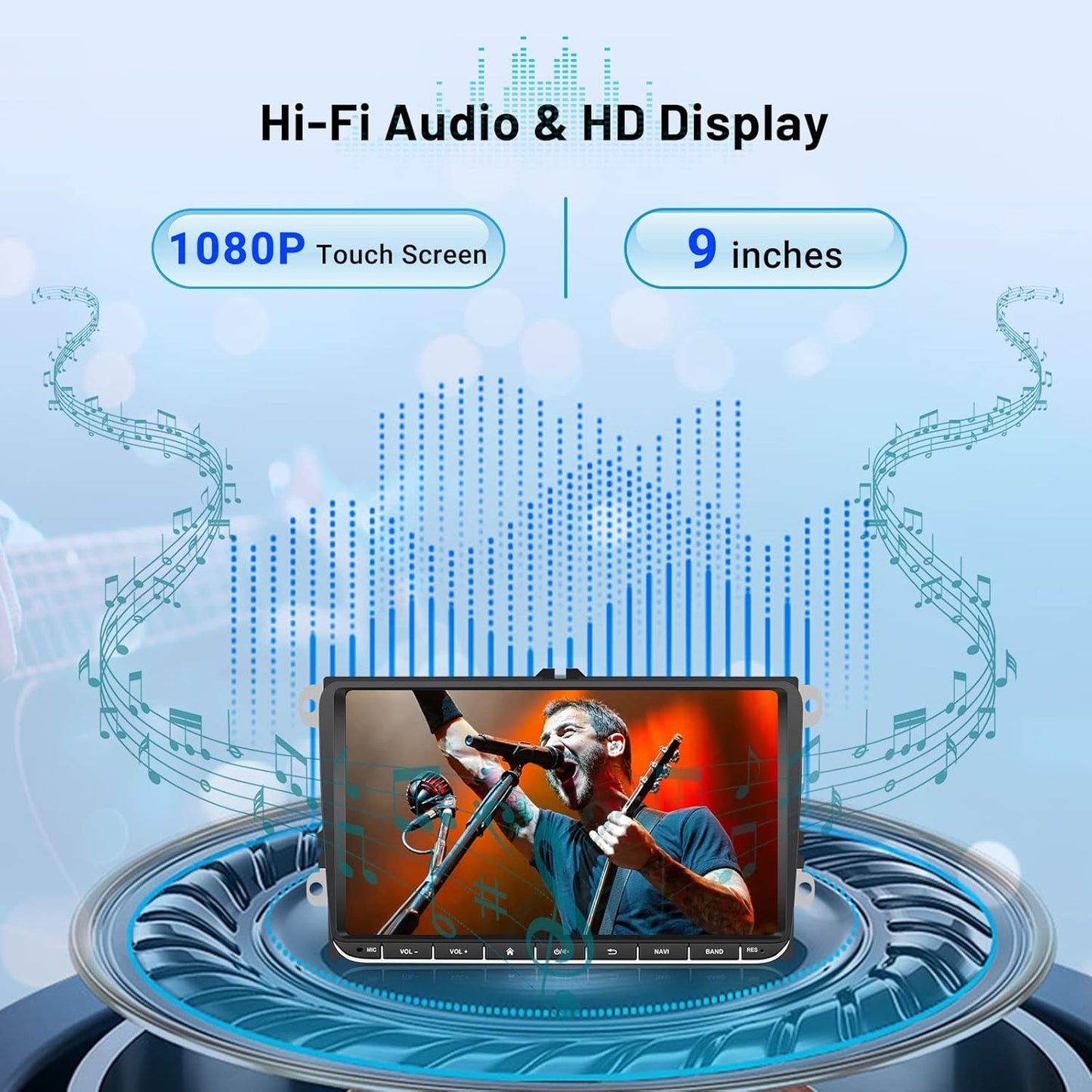 Car Radio for VW Passat Jetta Golf Skoda Polo, [1G+32GB] 9 inch Touch Screen Android Volkswagen Stereo with Wireless CarPlay Android Auto Bluetooth GPS WiFi FM+Backup Camera