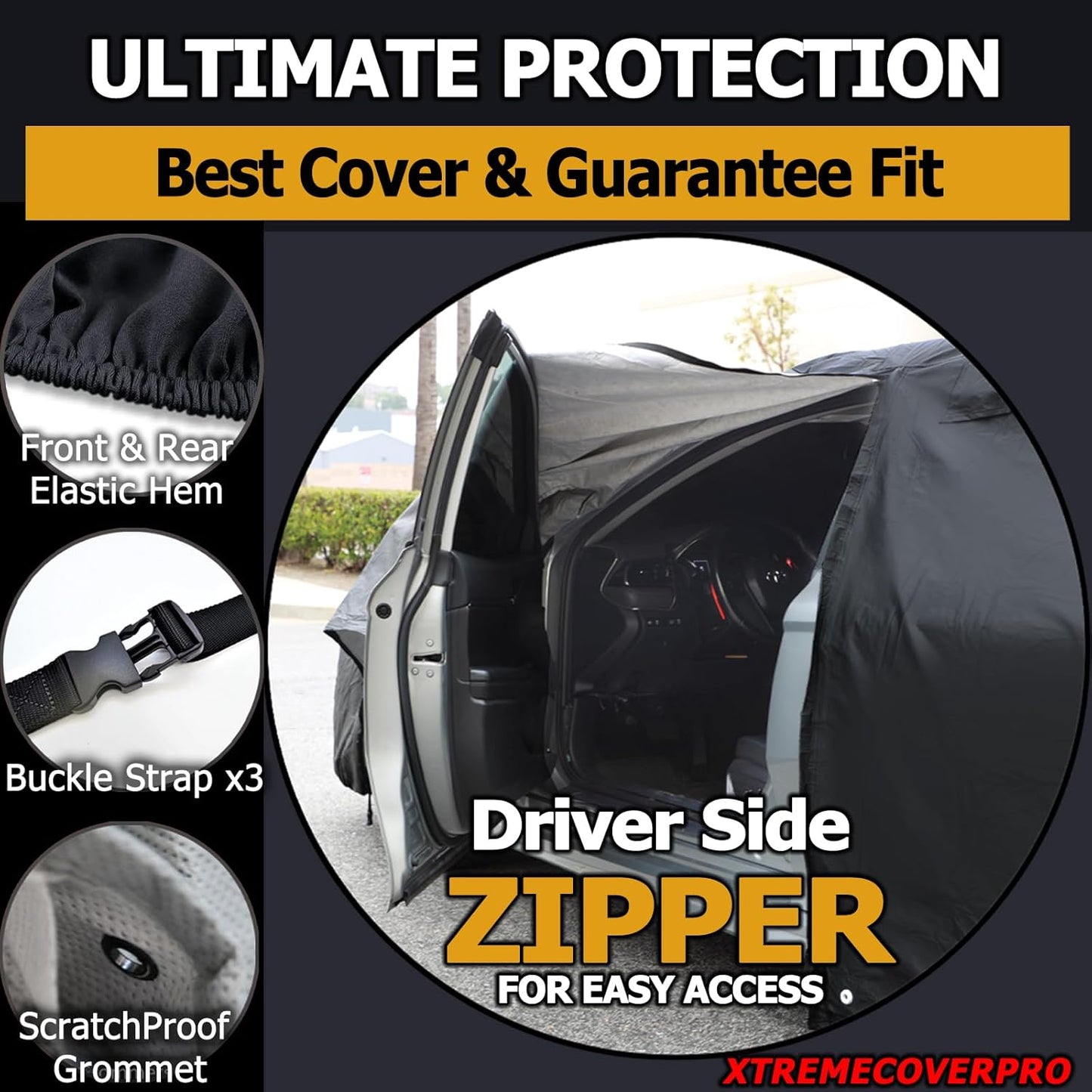 All Weather Waterproof car Cover Good for rain Snow uv Protection dust Compact Hatchback Golf GTI i3 Civic Elantra Soul Versa Black