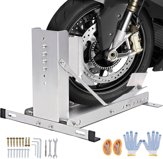 CXRCY Motorcycle Wheel Chock Stand,Anti-Rust Stainless Steel Motorcycle/Trailer Stop,3300LBS Load Capacity