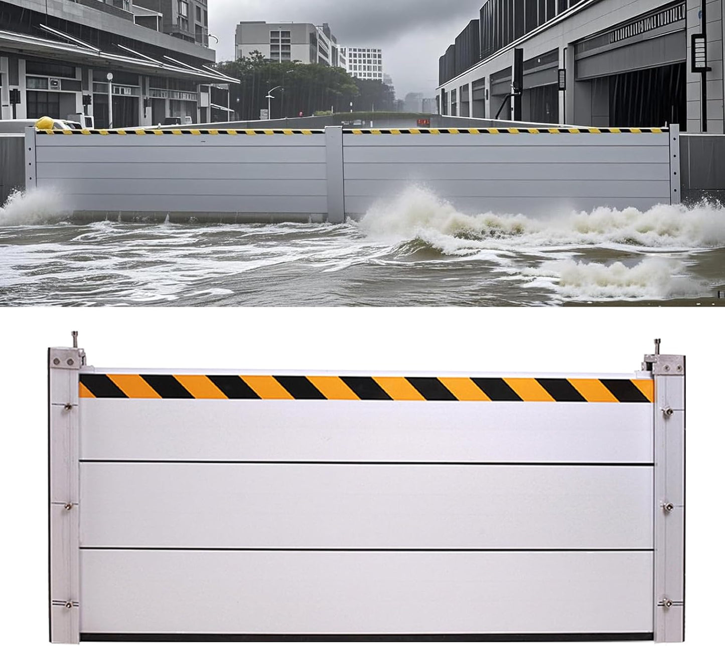 Reusable Heavy Duty Aluminum Flood Barriers for Home Exterior, Flood Protection Barriers Water Barrier Door Quick Detachable Garage Doors Detachable Mobile Rain Water Baffle ( H 39.4 inch L 19.5FT)