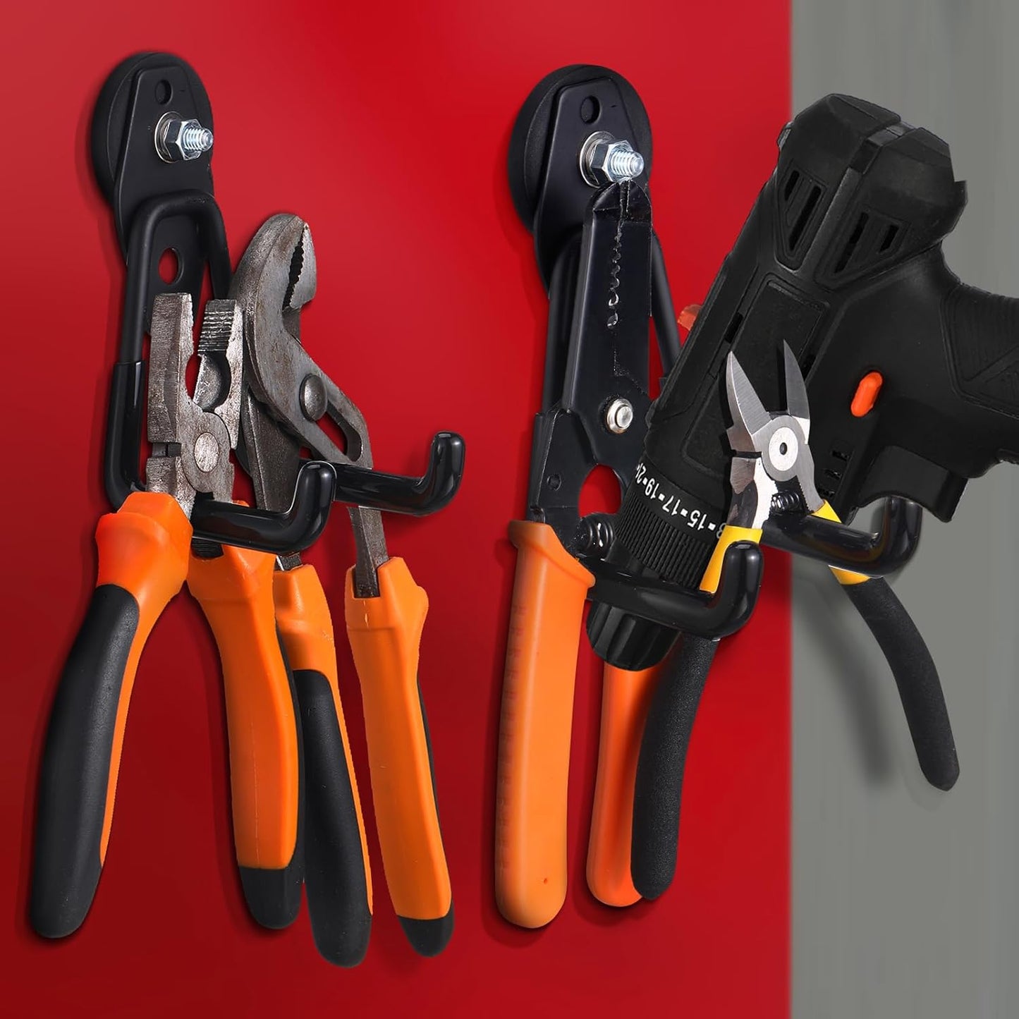 Landhoow Large Magnetic Hooks Heavy Duty Garage Magnet Hooks Strong Storage Utility Magnetic Hangers with Anti Slip Rubber Coating for Indoor and Outdoor Hanging(Black,10 Pcs)