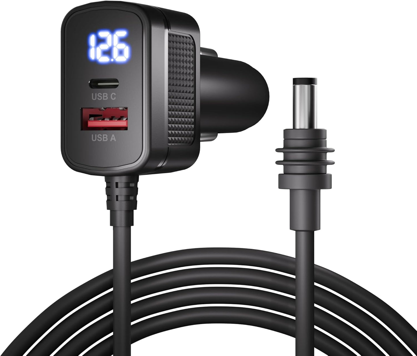 Starlink Mini Power Cable DC Cigarette Lighter Power Cable 10 Feet with Type-C Port, QC 3.0 Port & Voltmeter Display, 3-in-1 Starlink Mini DC Cable Fast Charging for Car Truck RV Ship
